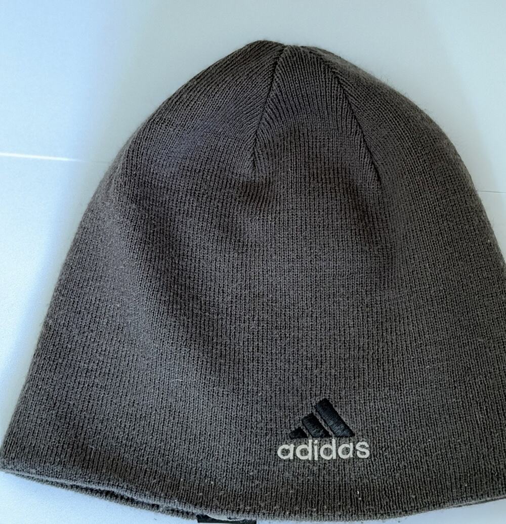 Adidas Reversible Climawarm Black Cap Beanie Embroidered Logo Unisex Winter Hat